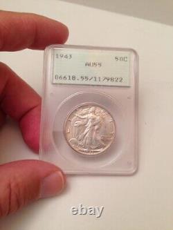 1943 Walking Liberty Silver Half Dollar PCGS Rattler AU55 Super Rare AU Rat
