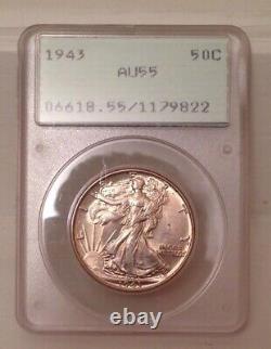 1943 Walking Liberty Silver Half Dollar PCGS Rattler AU55 Super Rare AU Rat