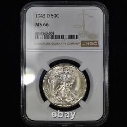1943-d Walking Liberty Half Dollar? Ngc Ms-66? Coin Uncirculated 001? Trusted