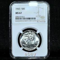 1943-p Walking Liberty Half Dollar Ngc Ms-67 50c Uncirculated 012 Trusted