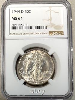 1944-D Walking Liberty Silver Half Dollar MS64 NGC