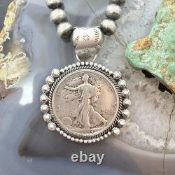 1944 Genuine 90% Silver US Walking Liberty Half Dollar Decorated Unisex Pendant