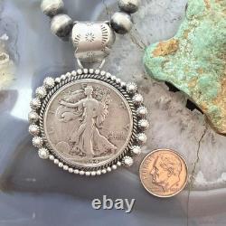 1944 Genuine 90% Silver US Walking Liberty Half Dollar Decorated Unisex Pendant