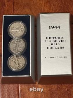 1944 P S Walking Liberty Half Dollars in box 1.1 troy oz silver US Silver