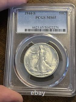 1944-S Walking Liberty Half Dollar Coin Graded PCGS MS65- Blast White Beauty
