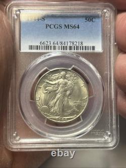 1944-S Walking Liberty Half Dollar PCGS MS64 Amazing Strike