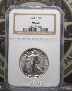 1944 S Walking Liberty SILVER Half Dollar 50c NGC MS64 #006 BU Unc ECC&C, Inc
