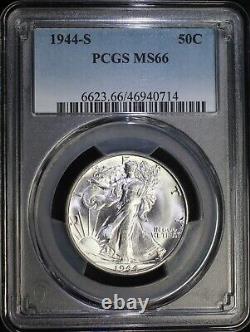 1944 S Walking Liberty Silver Half Dollar PCGS MS66 Gem BU Blast White Coin
