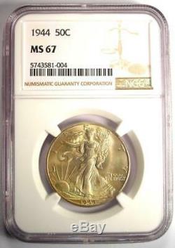 1944 Walking Liberty Half Dollar 50C Coin Certified NGC MS67 $1,100 Value
