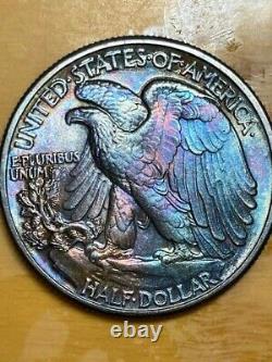 1944 Walking Liberty Half Dollar (Borderline BU)Pseudo Rainbow Toning/ 1972 GEM