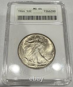 1944 Walking Liberty Half Soapbox Holder ANACS MS64 Blast White BU Uncirculated
