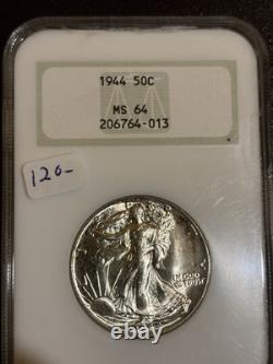 1944 Walking Liberty Silver Half Dollar 50C Old Fatty Holder NGC MS64