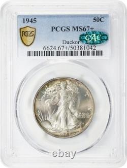 1945 50C Walking Liberty Half Dollar (LIBERTY WALKING) PCGS MS67+ CAC