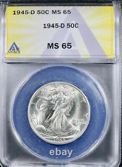 1945-D Liberty Walking Half Dollar ANACS MS-65 Mint State 65