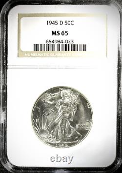 1945-D Liberty Walking Half Dollar NGC MS-65 Mint State 65