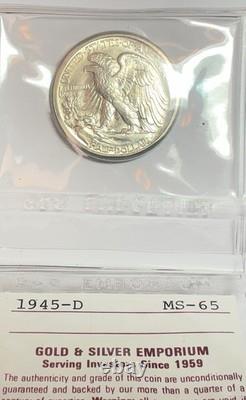 1945 D Walking Liberty Half Dollar GEM BU Gold and Silver Emporium Sealed
