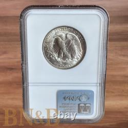 1945-D Walking Liberty Half Dollar NGC MS-65 (Old Holder) Bright White Luster