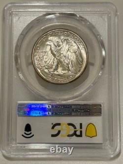 1945 D Walking Liberty Half Dollar PCGS MS66+ Light Rim Toned/Gold Shield