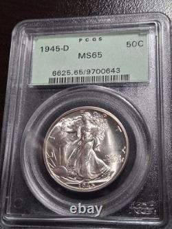 1945-D Walking Liberty Half Dollar PCGS MS 65 OGH