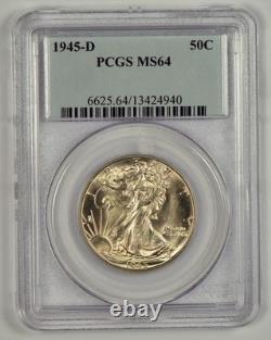 1945-D Walking Liberty Half Dollar from the Denver Mint graded MS64 by PCGS