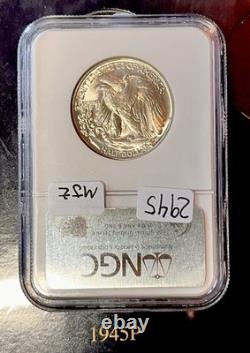 1945 P NGC MS65 Walking Liberty Half Dollar Nice Strike! Lovely Coin