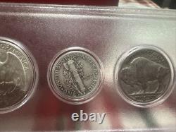 1945-S Walking Liberty, 1965-D Quarter, 1942 S Merc, 1935-S Buff, 1904 Indian