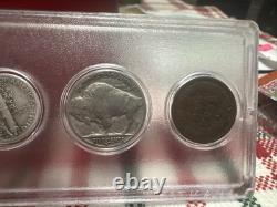 1945-S Walking Liberty, 1965-D Quarter, 1942 S Merc, 1935-S Buff, 1904 Indian