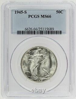 1945 S Walking Liberty Half Dollar 50c PCGS MS66 Semi Key San Francisco