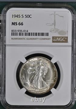 1945-S Walking Liberty Half Dollar NGC MS66 GEM