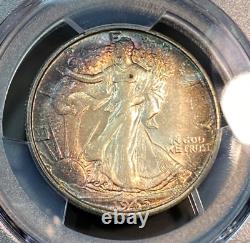 1945-S Walking Liberty Half Dollar PCGS MS63 Vibrant Toning CHRC