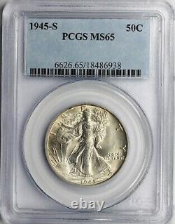 1945-S Walking Liberty Half Dollar PCGS MS-65 Nice Coin