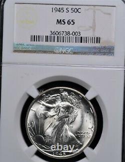 1945 S Walking Liberty Half Ngc Ms 65 Gorgeous Gem With Snowy Blast White Bloom