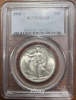 1945 Walking Liberty Half Dollar 50C PCGS MS-65