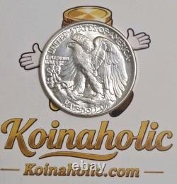 1945 Walking Liberty Half Dollar, FS-901 No AW Initials, AU-BU from Estate