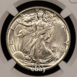 1945 Walking Liberty Half Dollar Mint Error No AW Initials -NGC AU 58 X3696