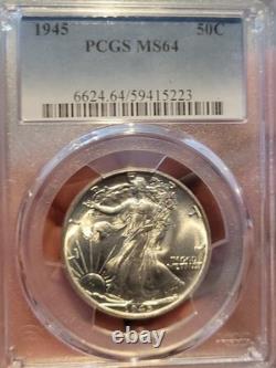 1945 Walking Liberty Half Dollar, PCGS MS64 Blazing White Luster