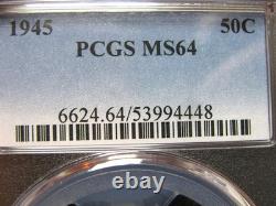 1945 Walking Liberty Half Dollar Silver - MS-64 PCGS Graded - #413C