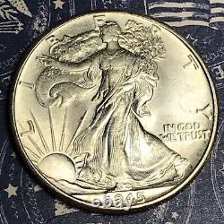 1945 Walking Liberty Silver Half Dollar Collector Coin. Free Shipping