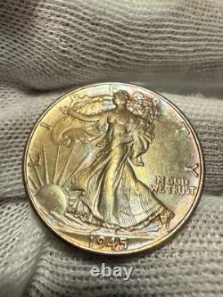 1945 Walking Liberty Silver Half Dollar Gem AU++ PQ Original Beauty? Toned