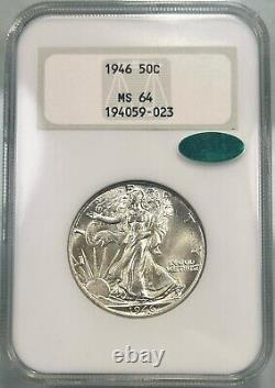 1946 50c Walking Liberty Silver Half Dollar NGC MS64 CAC Old Fatty Holder BU Gem