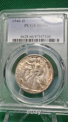 1946 D 50C Walking Liberty Half Dollar MS66 Great Toning
