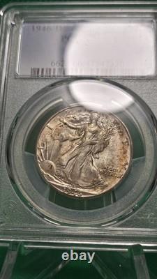 1946 D 50C Walking Liberty Half Dollar MS66 Great Toning
