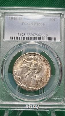 1946 D 50C Walking Liberty Half Dollar MS66 Great Toning
