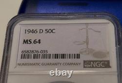 1946 D MS 64 Silver Walking Liberty Half Dollar NGC MS 64 Combined Shipping