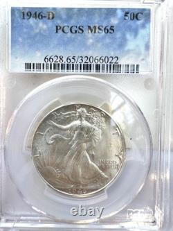 1946-D Walking Liberty Half Dollar 50c PCGS MS65 Lustrous Gem