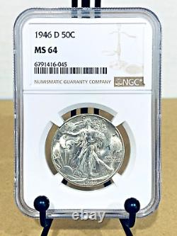 1946-D Walking Liberty Half Dollar NGC MS64 Mint State 64 #6791416-045