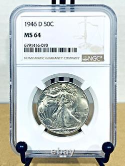 1946-D Walking Liberty Half Dollar NGC MS64 Mint State 64 #6791416-070
