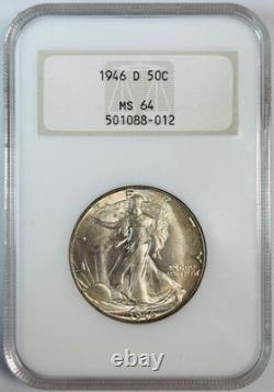 1946 D Walking Liberty Half Dollar NGC MS-64 Nice Luster