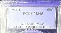 1946-D Walking Liberty Half Dollar, PCGS MS65? Blast White? Super Coin