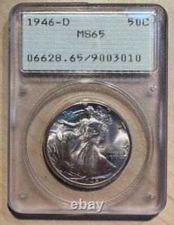 1946-D Walking Liberty Half Dollar Silver PCGS MS-65 Rattler OGH